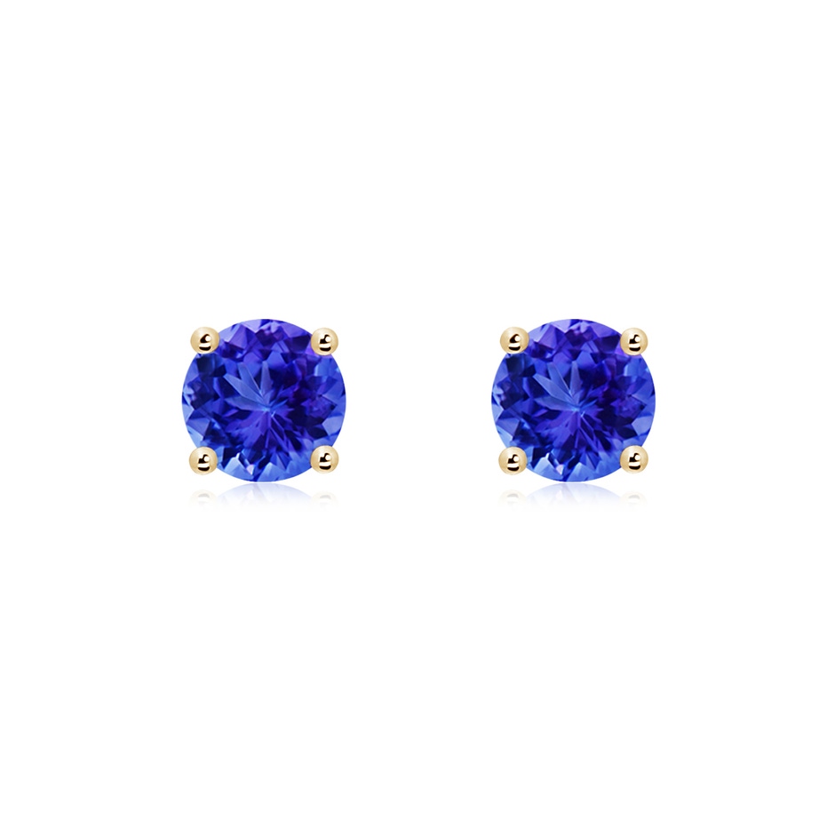 6mm AAA Basket-Set Round Tanzanite Studs in Yellow Gold 