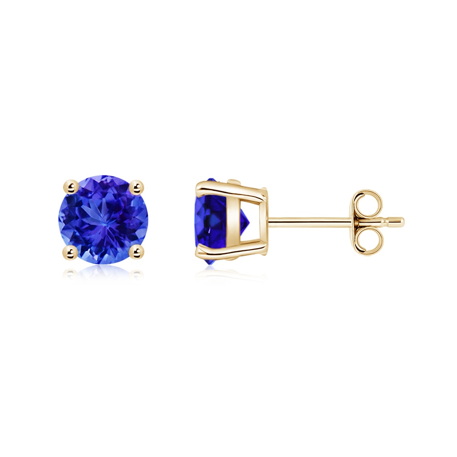 6mm AAA Basket-Set Round Tanzanite Studs in Yellow Gold side 199