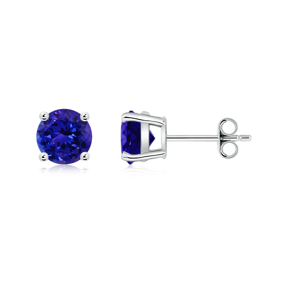 6mm AAAA Basket-Set Round Tanzanite Studs in 18K White Gold side 199