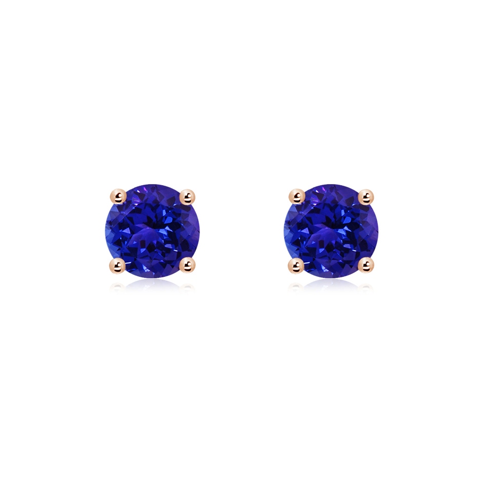 6mm AAAA Basket-Set Round Tanzanite Studs in Rose Gold 