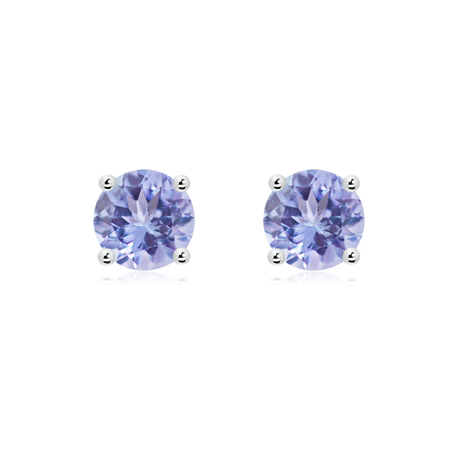 7mm A Basket-Set Round Tanzanite Studs in P950 Platinum