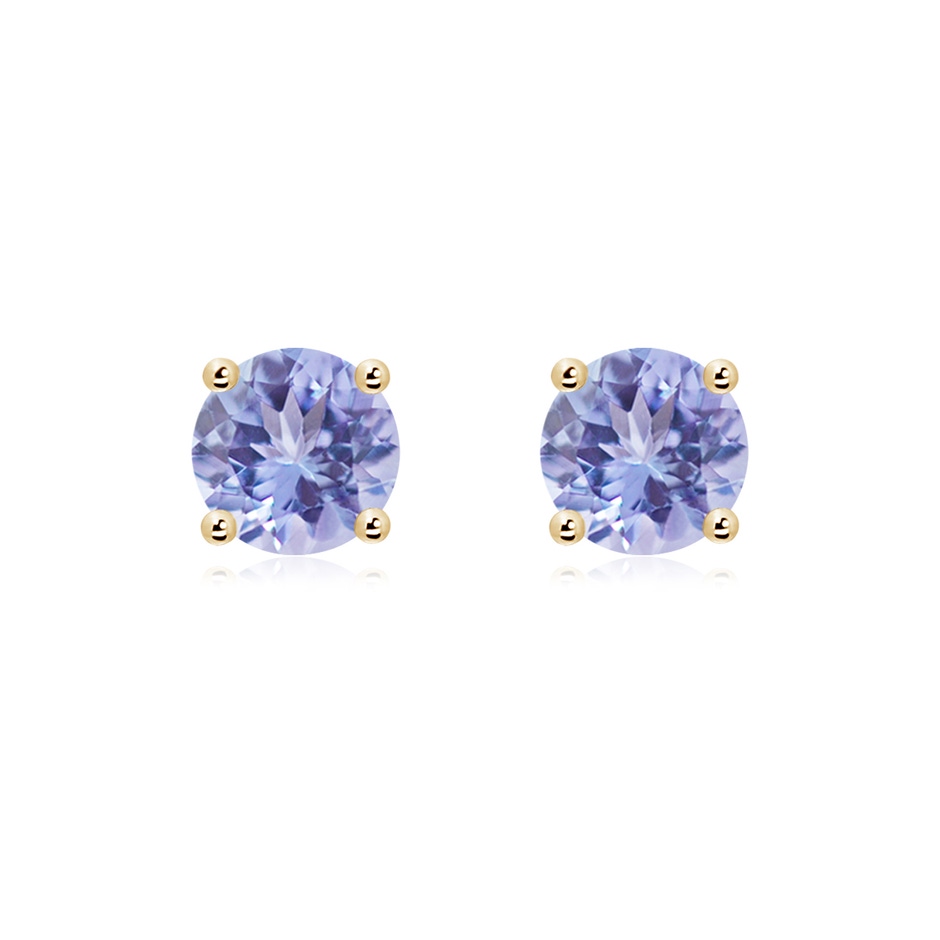 7mm A Basket-Set Round Tanzanite Studs in Yellow Gold 