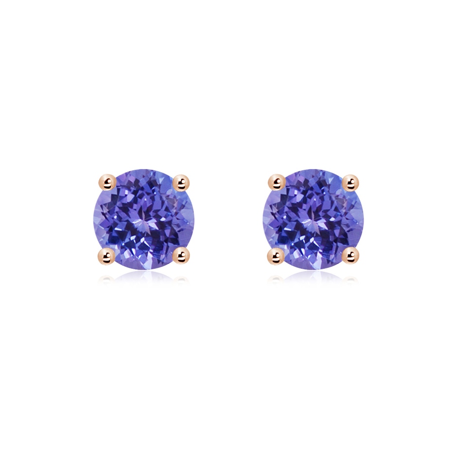 7mm AA Basket-Set Round Tanzanite Studs in Rose Gold 