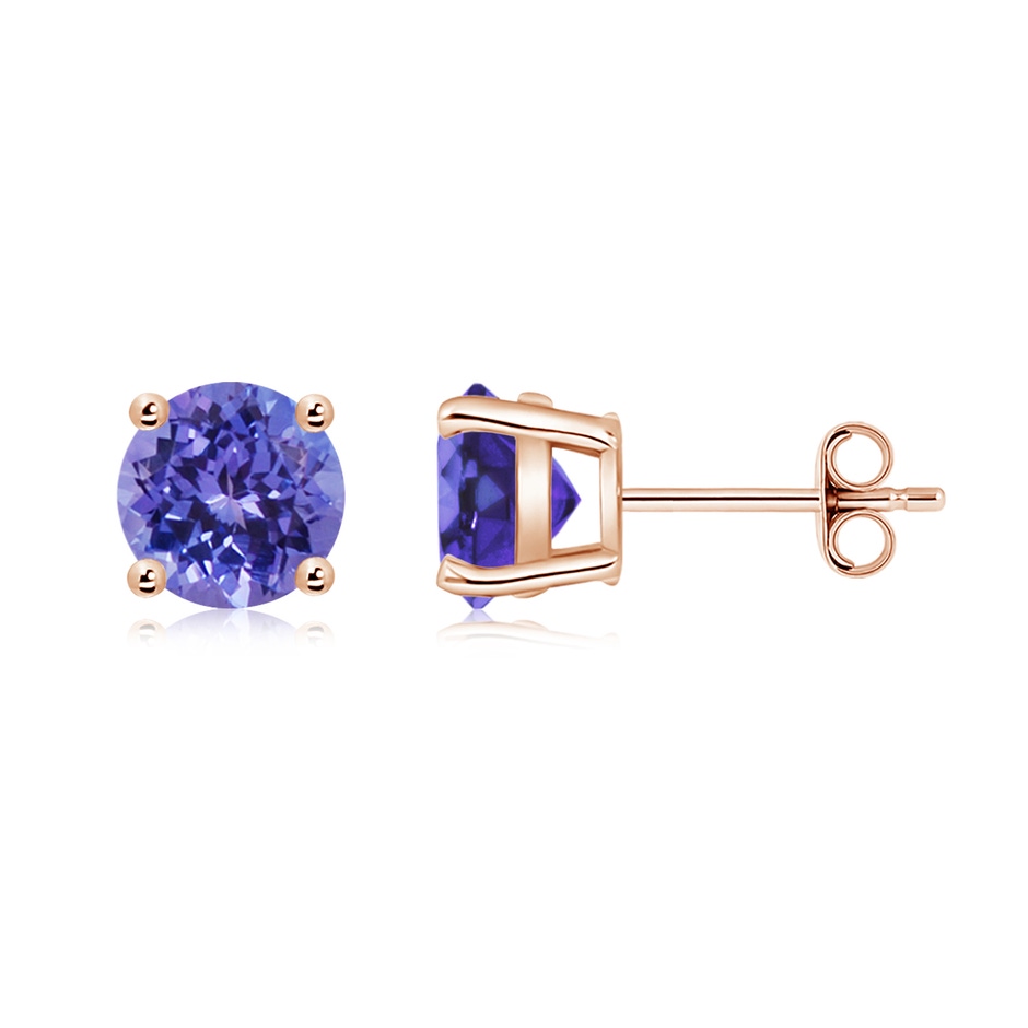 7mm AA Basket-Set Round Tanzanite Studs in Rose Gold side 199