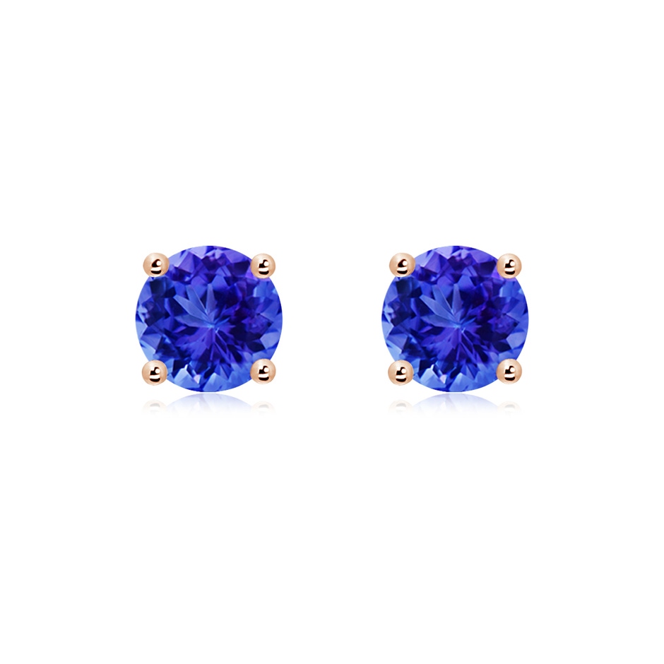 7mm AAA Basket-Set Round Tanzanite Studs in Rose Gold 