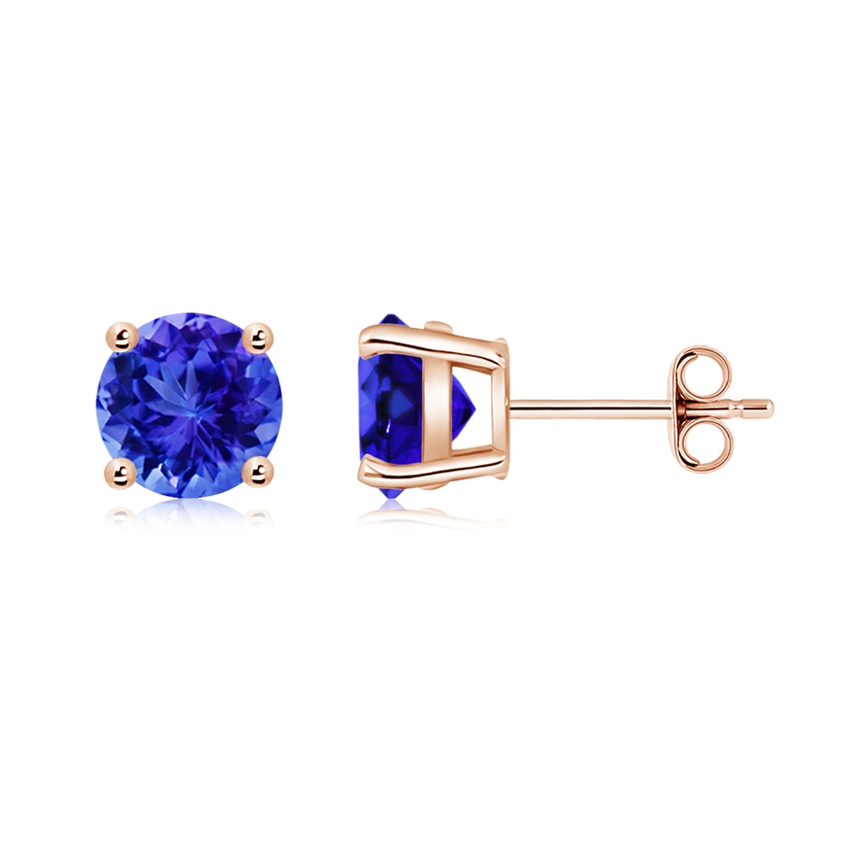 7mm AAA Basket-Set Round Tanzanite Studs in Rose Gold side 199