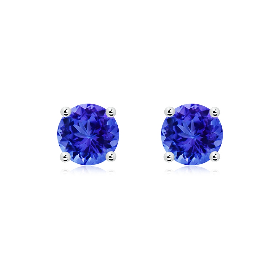 7mm AAA Basket-Set Round Tanzanite Studs in White Gold 