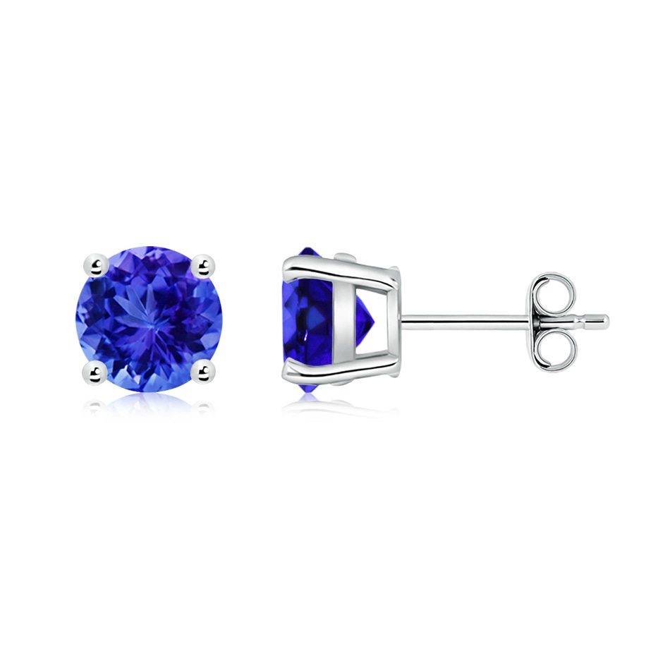 7mm AAA Basket-Set Round Tanzanite Studs in White Gold side 199