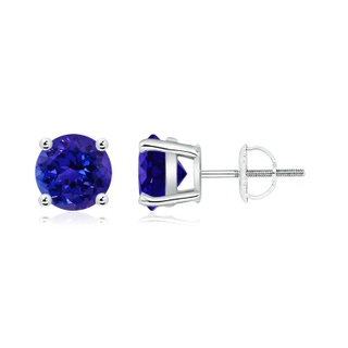 7mm AAAA Basket-Set Round Tanzanite Studs in P950 Platinum