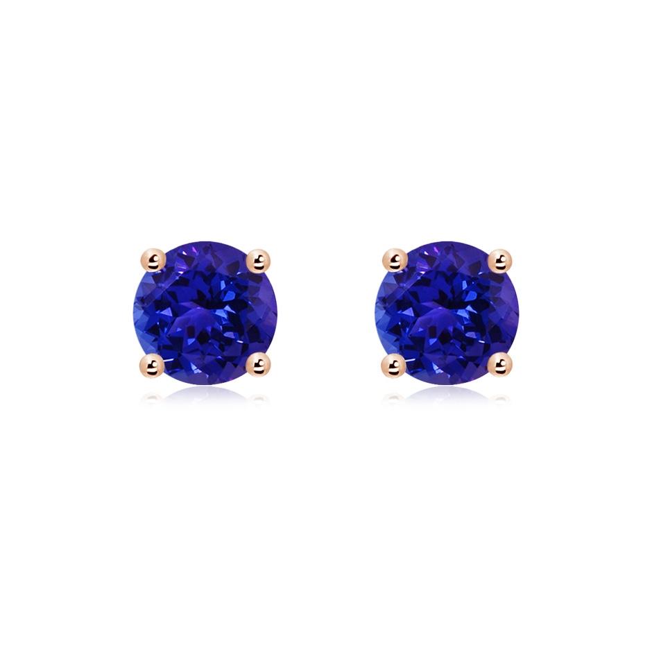 7mm AAAA Basket-Set Round Tanzanite Studs in Rose Gold 