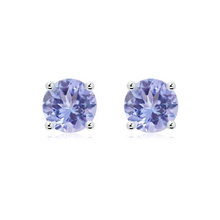 8mm A Basket-Set Round Tanzanite Studs in White Gold