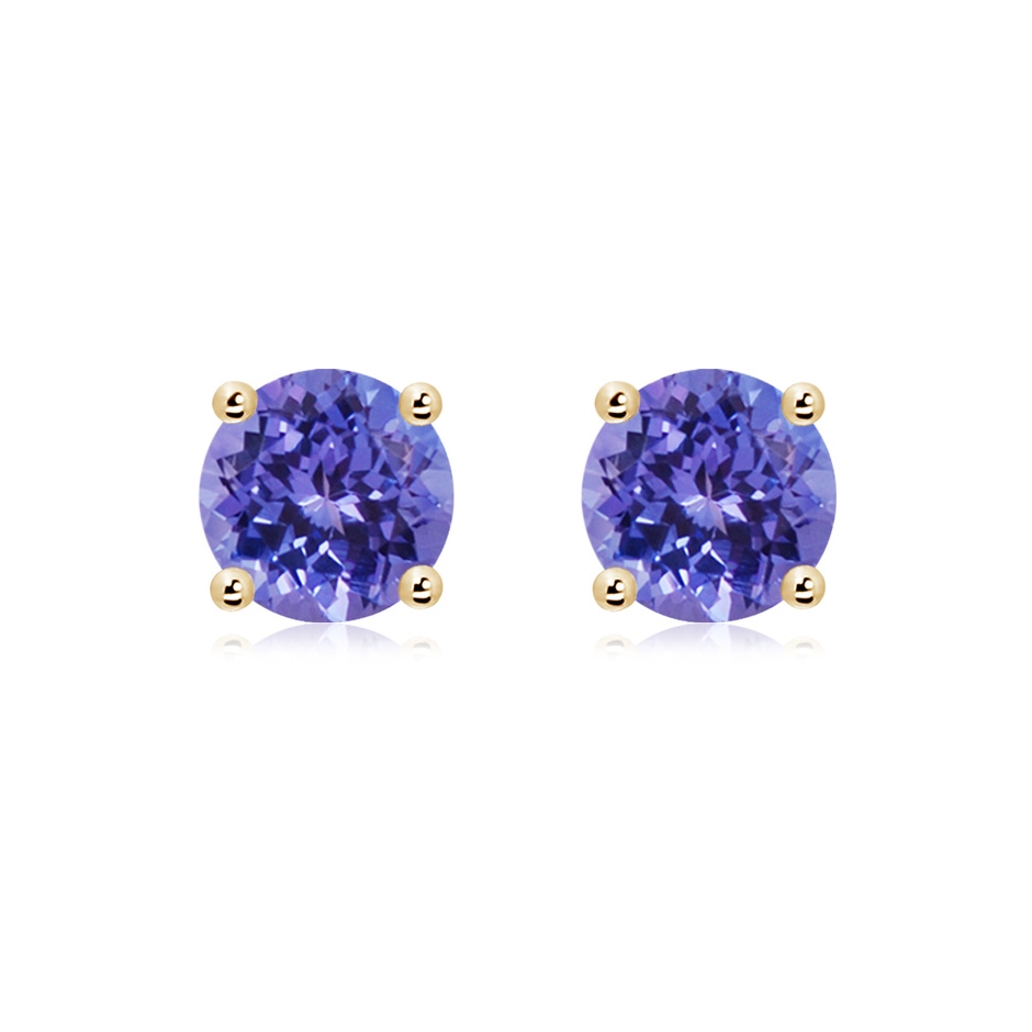 8mm AA Basket-Set Round Tanzanite Studs in Yellow Gold 