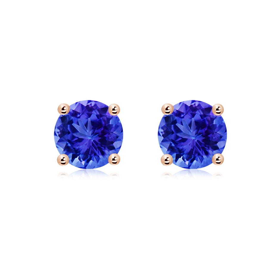 8mm AAA Basket-Set Round Tanzanite Studs in Rose Gold 