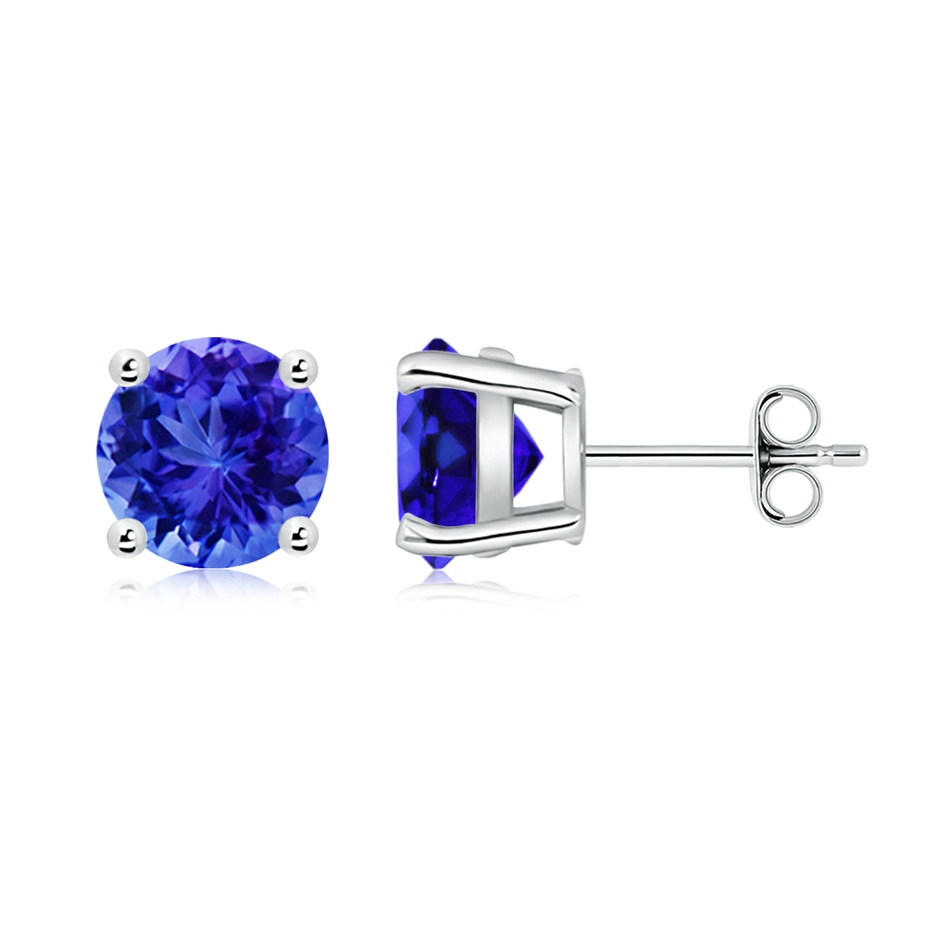 8mm AAA Basket-Set Round Tanzanite Studs in White Gold side 199