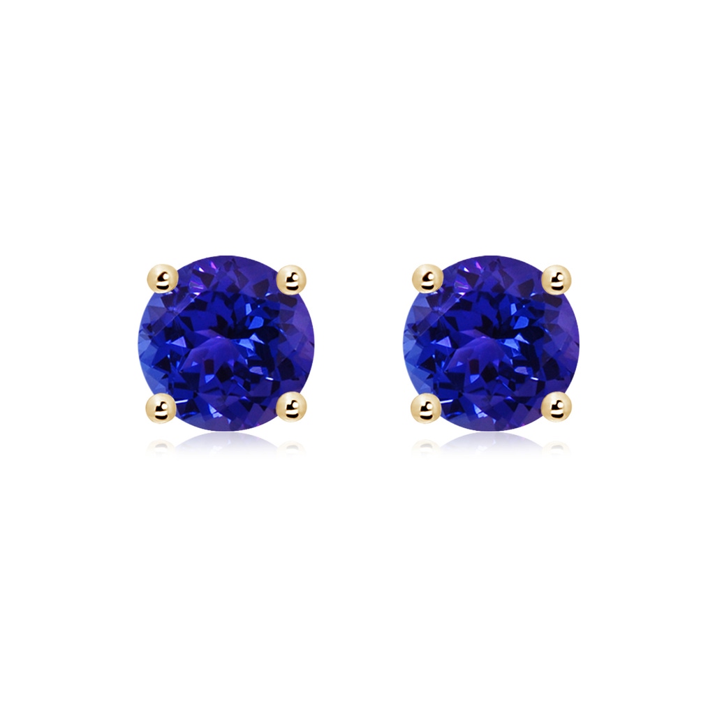 8mm AAAA Basket-Set Round Tanzanite Studs in 18K Yellow Gold