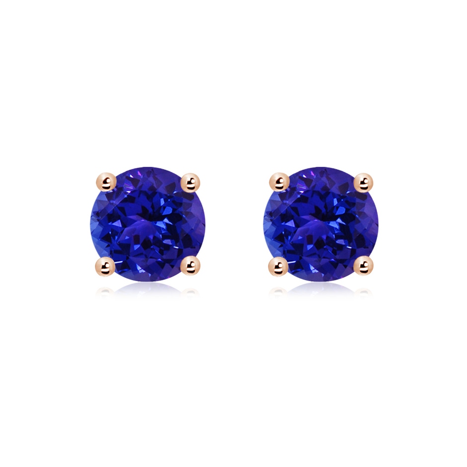 8mm AAAA Basket-Set Round Tanzanite Studs in Rose Gold 