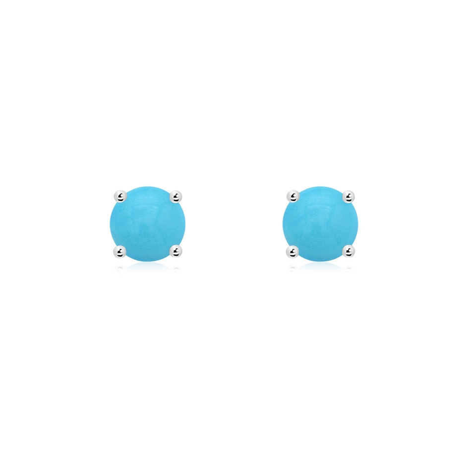 5mm AA Basket-Set Round Turquoise Studs in White Gold 