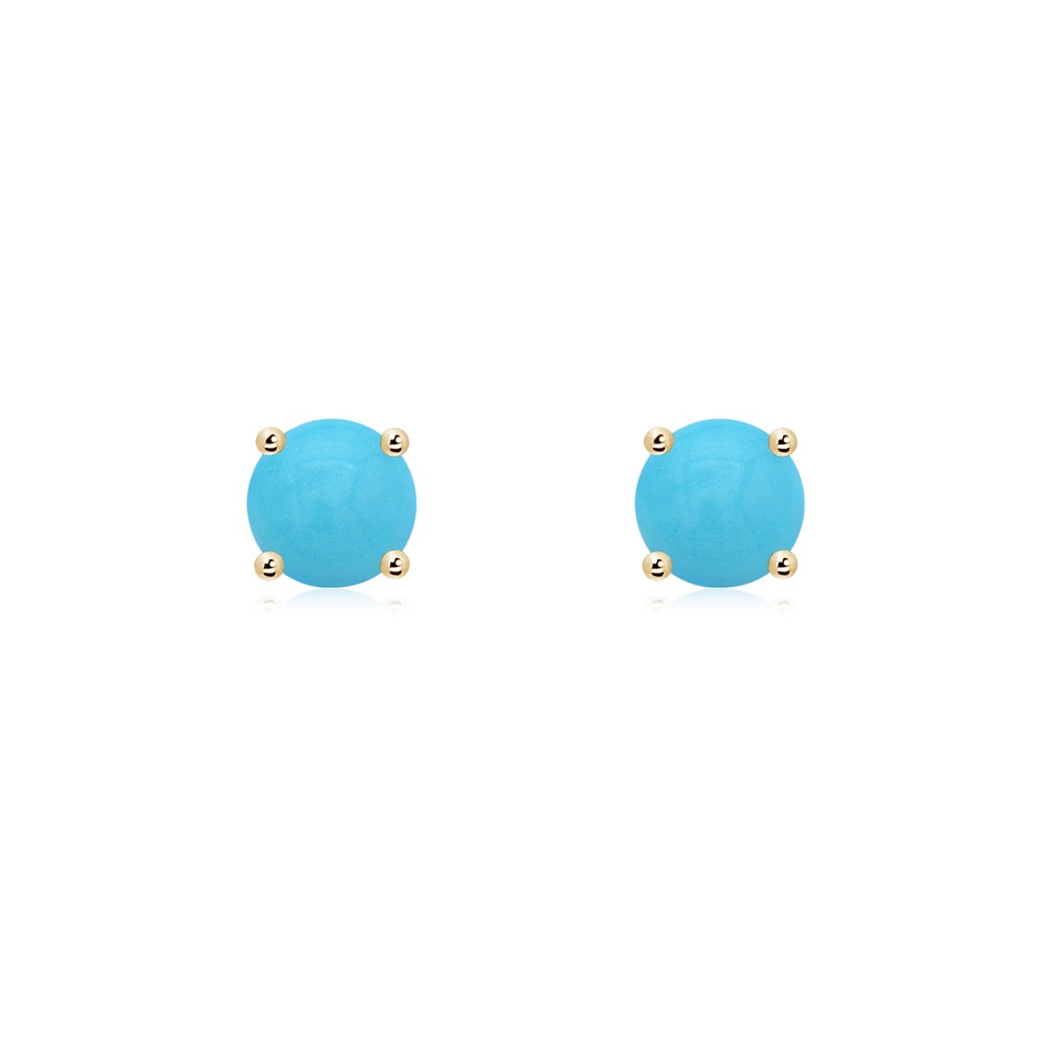 5mm AA Basket-Set Round Turquoise Studs in Yellow Gold 