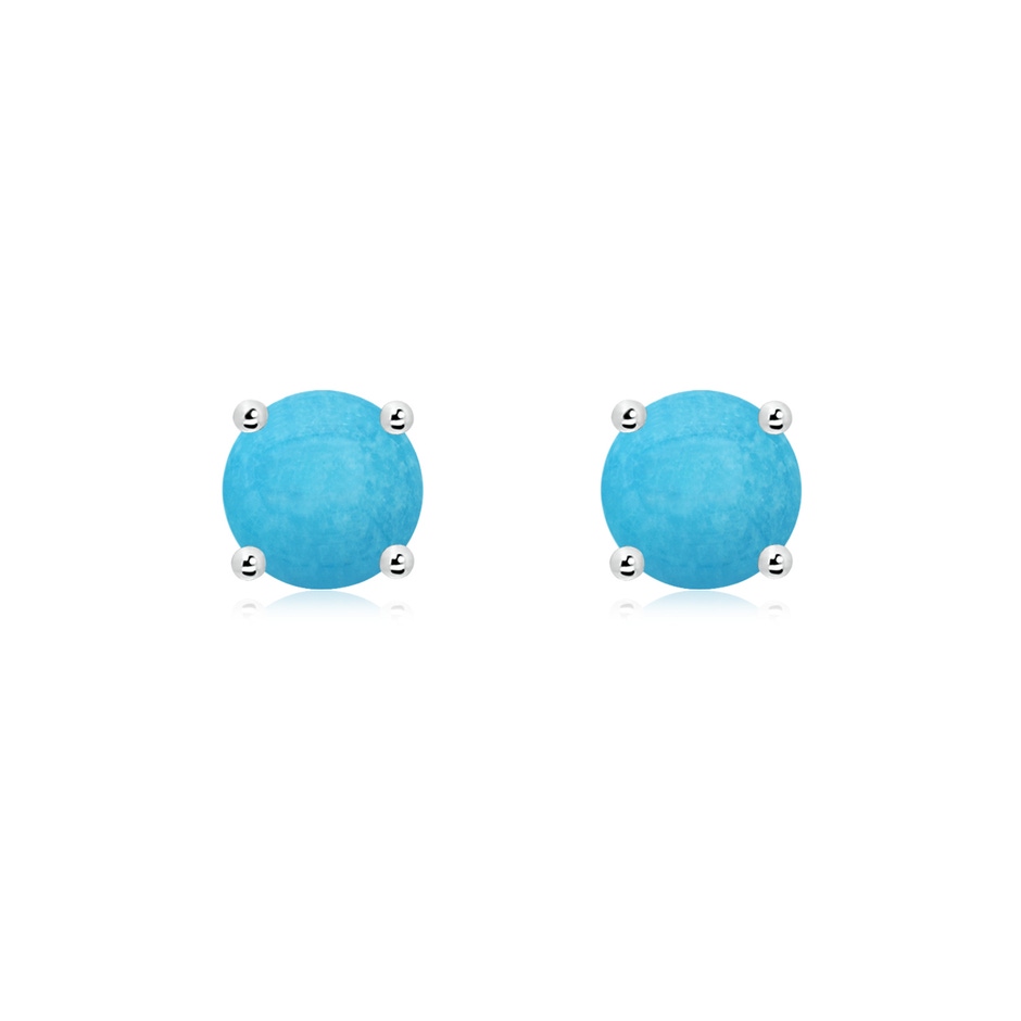 6mm A Basket-Set Round Turquoise Studs in S999 Silver 