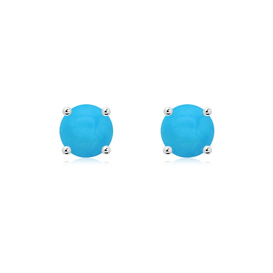 6mm AAAA Basket-Set Round Turquoise Studs in S999 Silver 