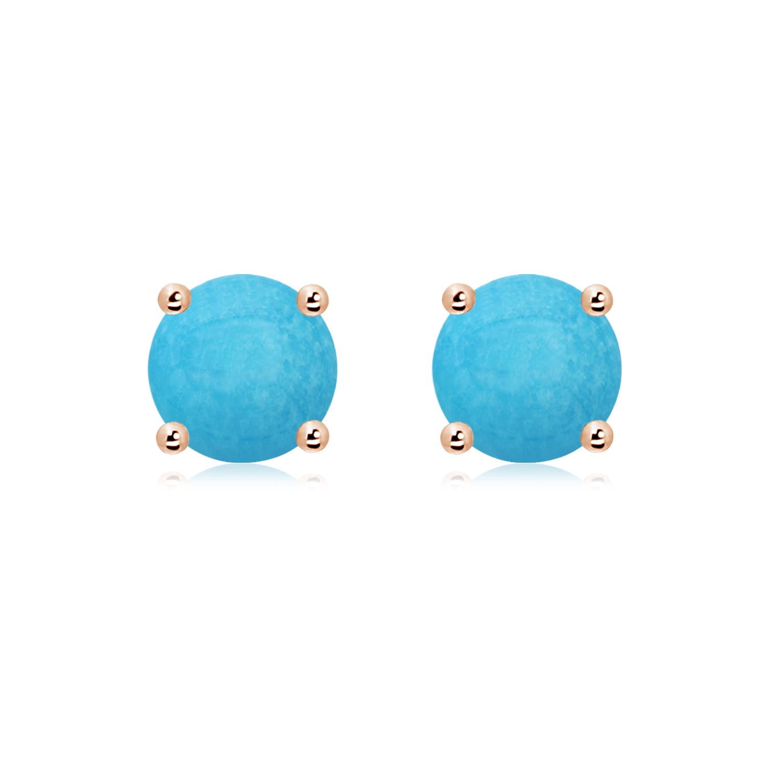 8mm A Basket-Set Round Turquoise Studs in Rose Gold