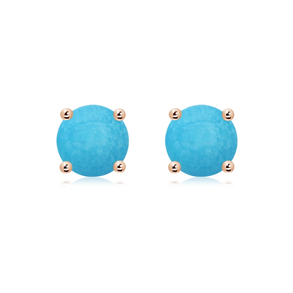 8mm A Basket-Set Round Turquoise Studs in Rose Gold 
