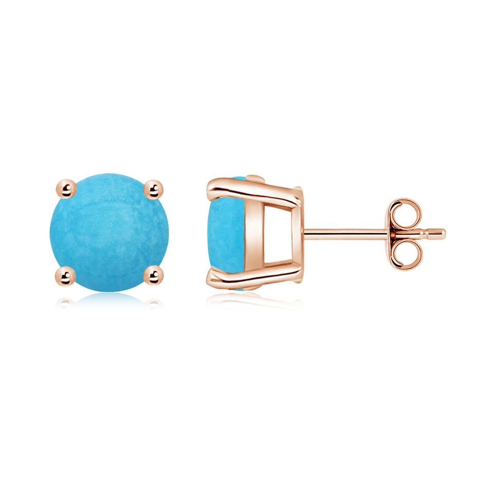 8mm A Basket-Set Round Turquoise Studs in Rose Gold side 199