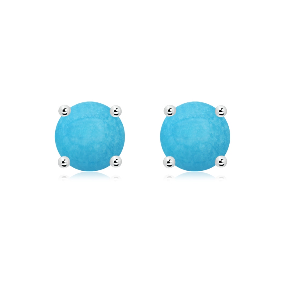 8mm A Basket-Set Round Turquoise Studs in White Gold 