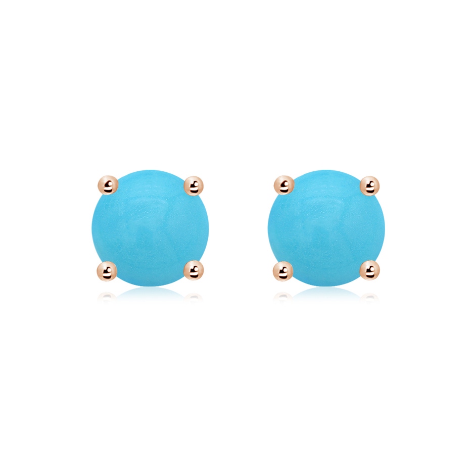 8mm AA Basket-Set Round Turquoise Studs in Rose Gold 