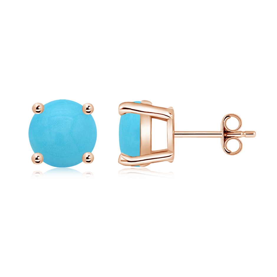 8mm AA Basket-Set Round Turquoise Studs in Rose Gold side 199