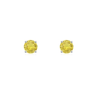 4mm AA Basket-Set Round Yellow Sapphire Studs in P950 Platinum
