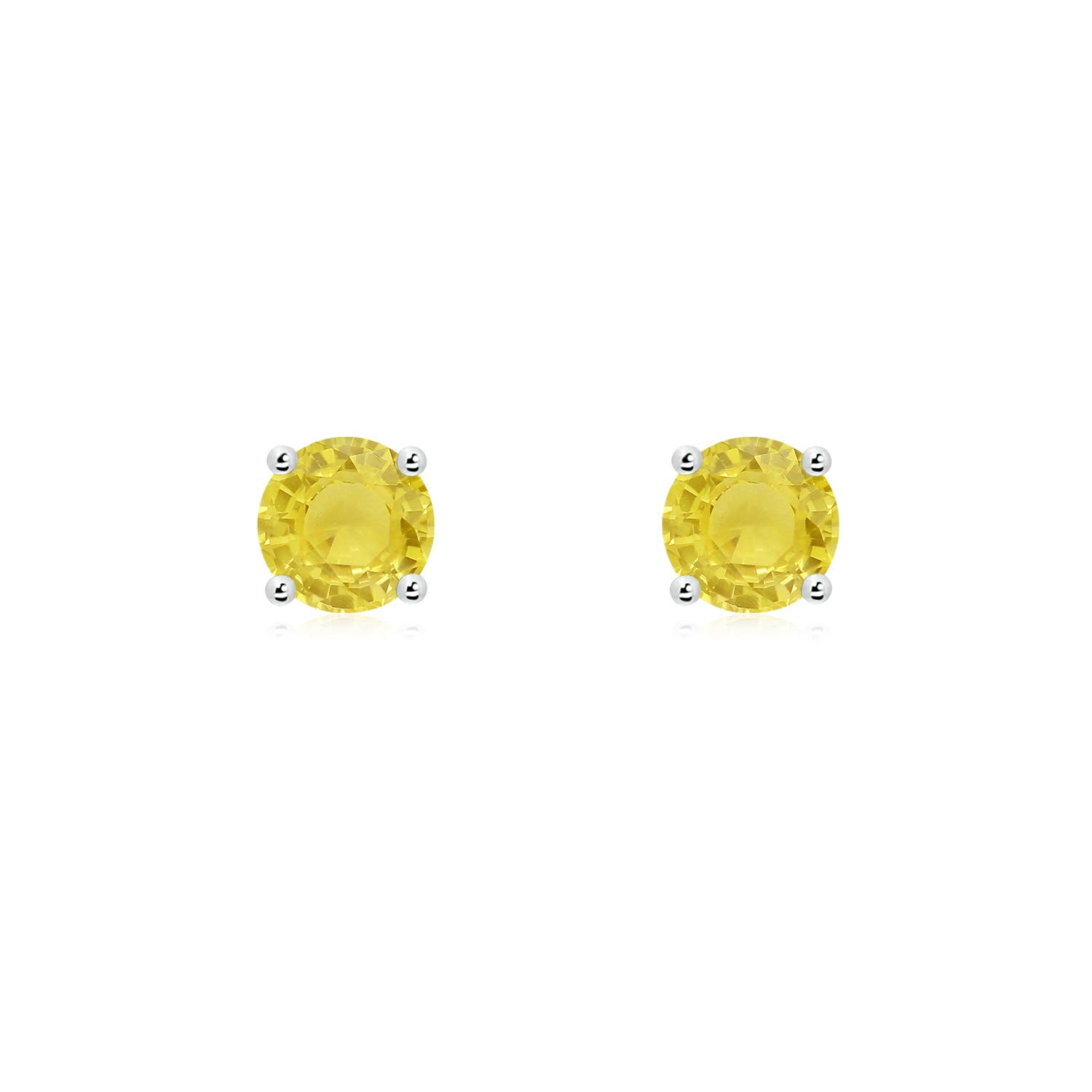 5mm A Basket-Set Round Yellow Sapphire Studs in P950 Platinum