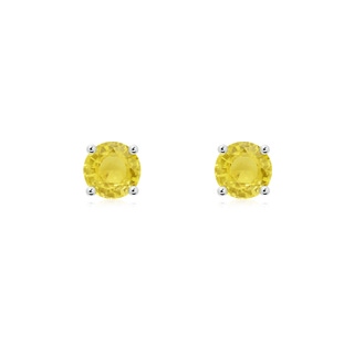 5mm A Basket-Set Round Yellow Sapphire Studs in White Gold