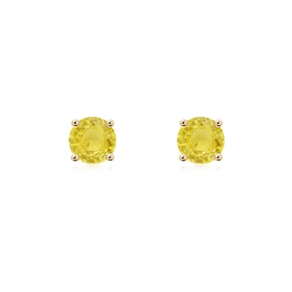 5mm A Basket-Set Round Yellow Sapphire Studs in Yellow Gold