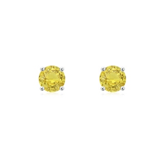 5mm AA Basket-Set Round Yellow Sapphire Studs in P950 Platinum