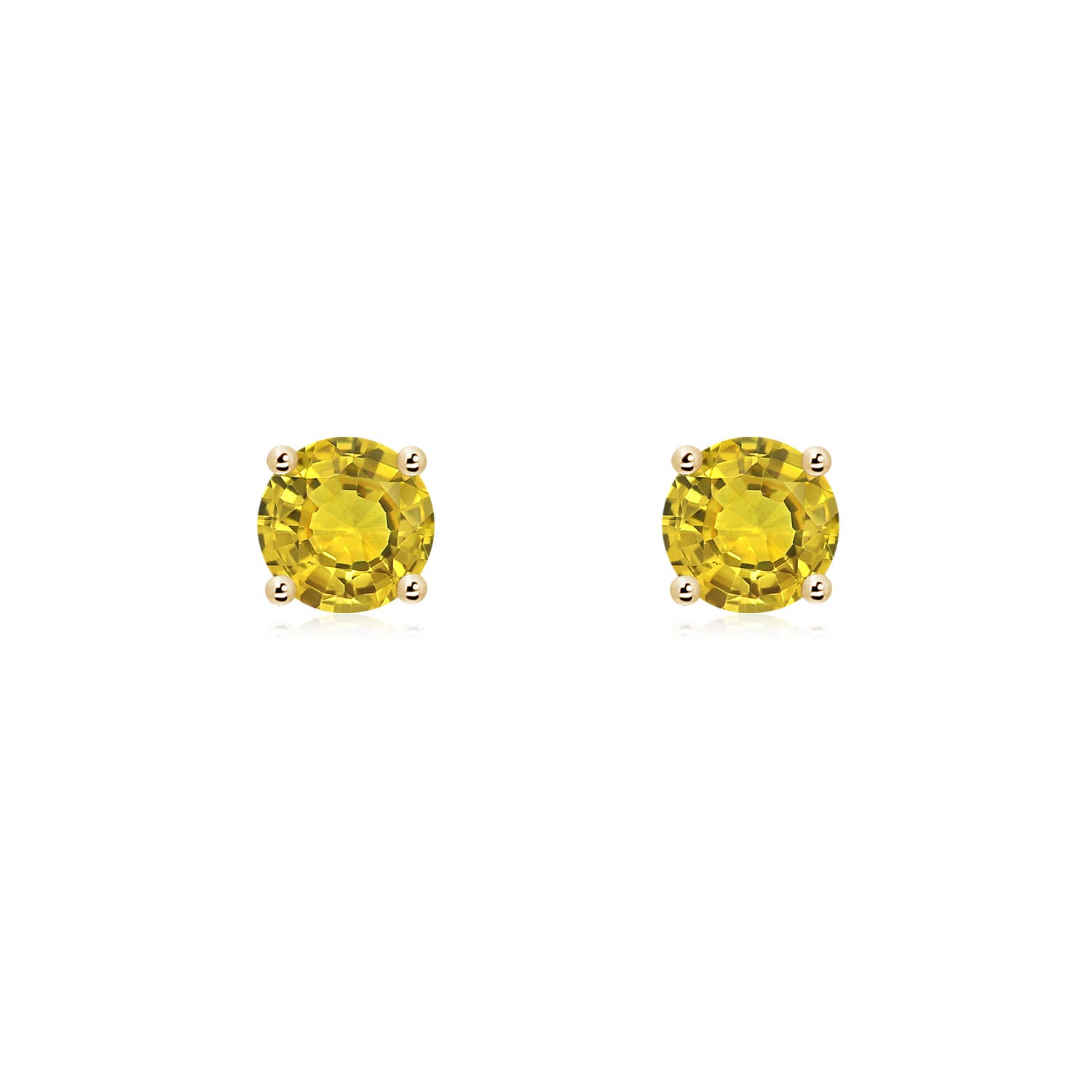 5mm AAAA Basket-Set Round Yellow Sapphire Studs in 18K Yellow Gold