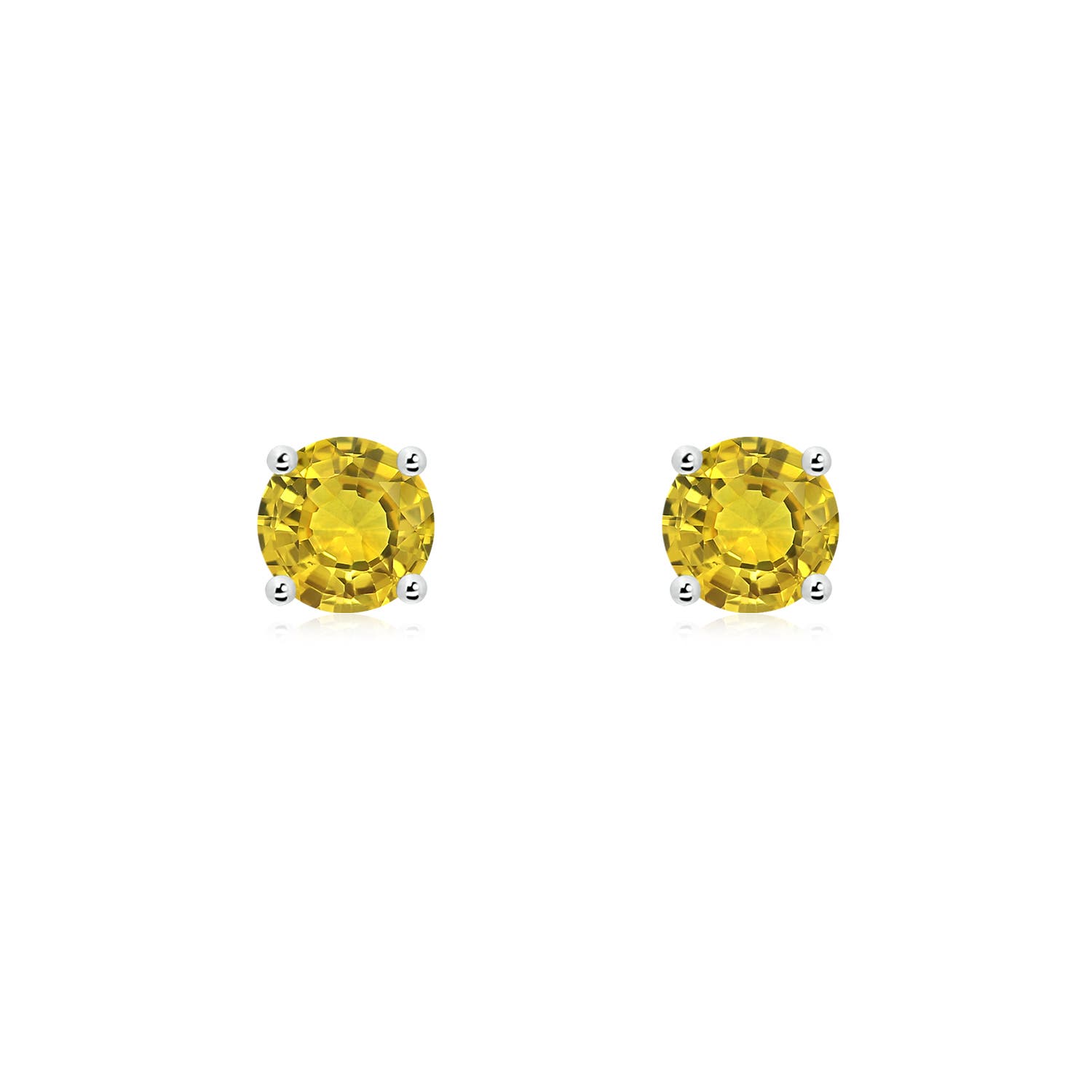 5mm AAAA Basket-Set Round Yellow Sapphire Studs in P950 Platinum