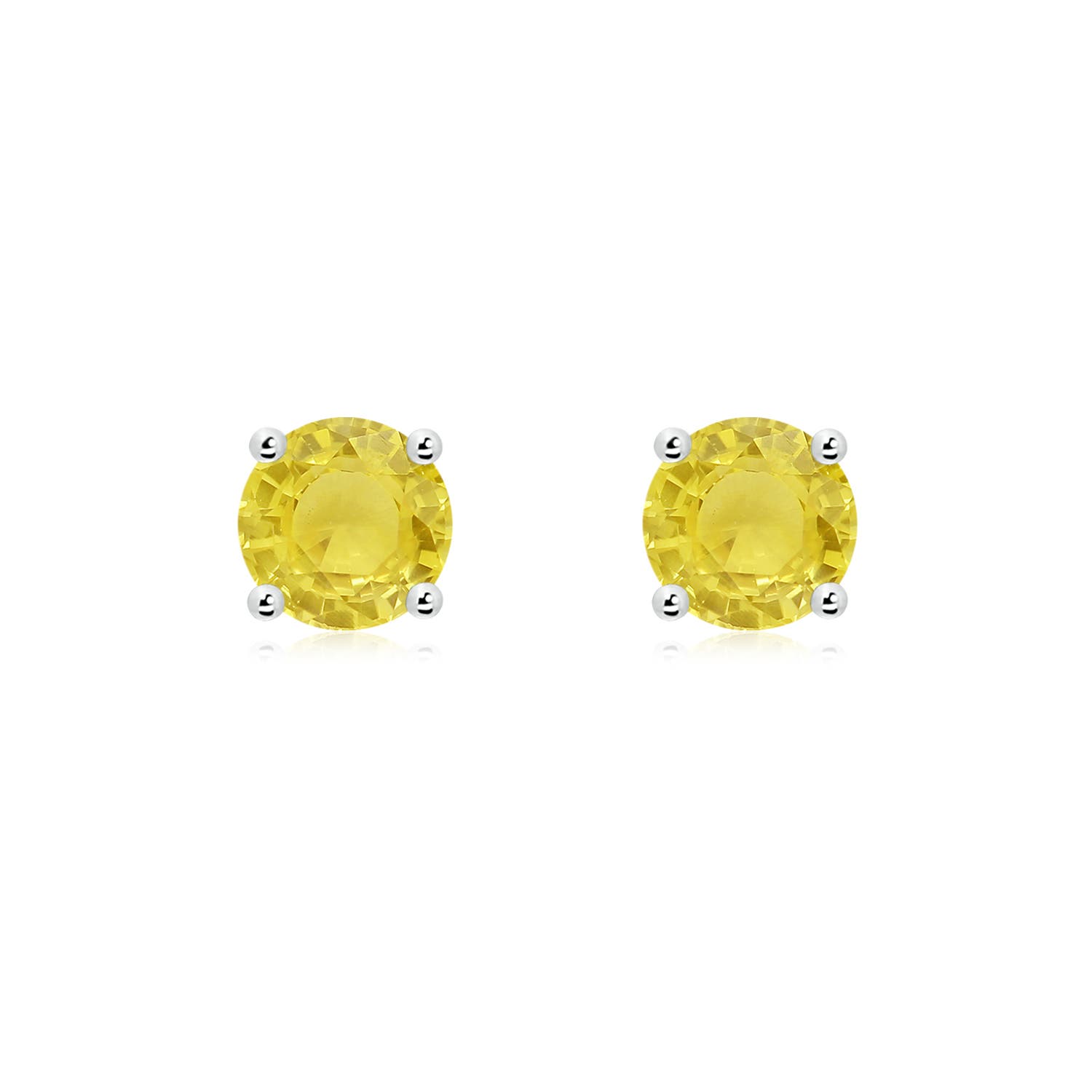 6mm A Basket-Set Round Yellow Sapphire Studs in P950 Platinum