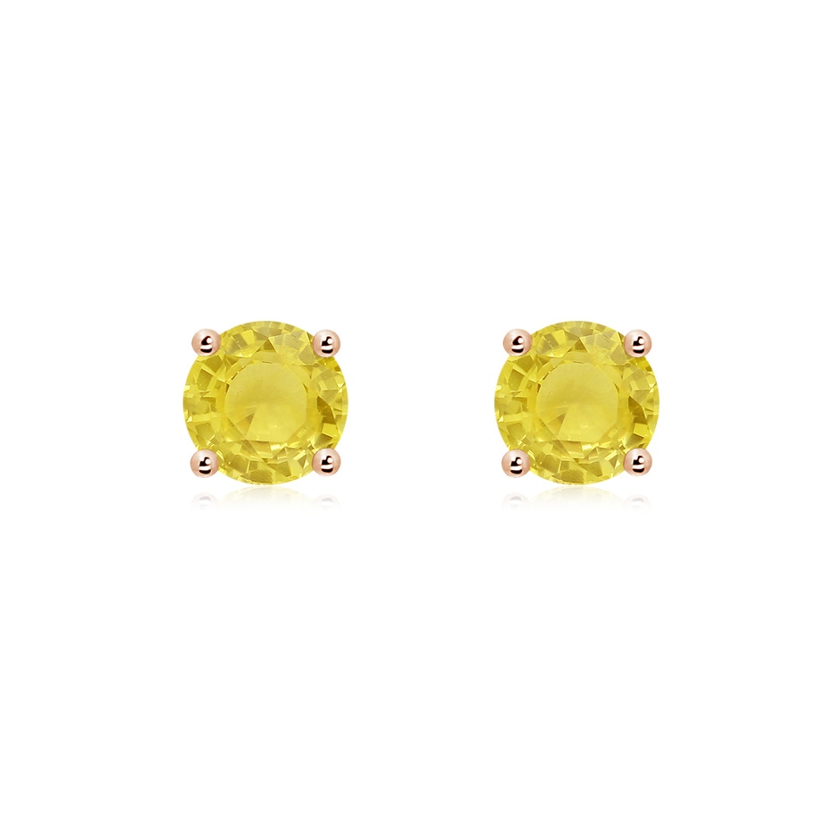 6mm A Basket-Set Round Yellow Sapphire Studs in Rose Gold 