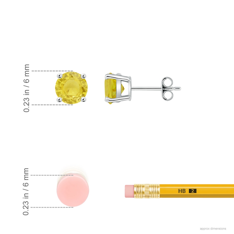 6mm A Basket-Set Round Yellow Sapphire Studs in White Gold ruler