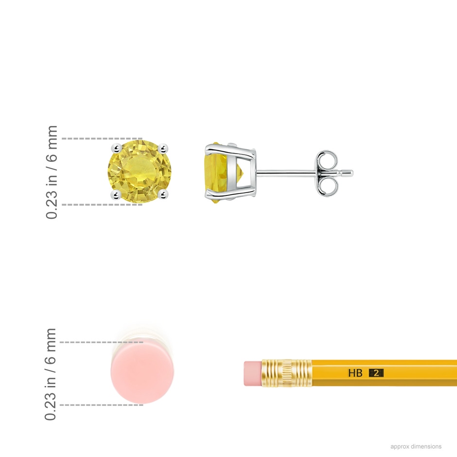 6mm AA Basket-Set Round Yellow Sapphire Studs in P950 Platinum ruler