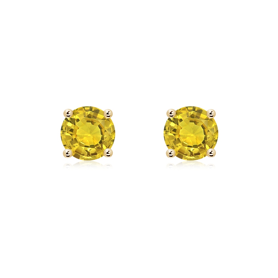 6mm AAAA Basket-Set Round Yellow Sapphire Studs in Yellow Gold 