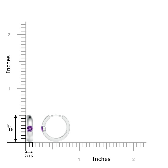 2.5mm AA Channel-Set Round Amethyst Hinged Hoop Earrings in White Gold product image