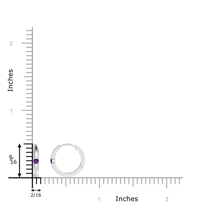 2mm AAAA Channel-Set Round Amethyst Hinged Hoop Earrings in White Gold product image