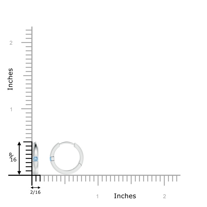 2mm AAA Channel-Set Round Aquamarine Hinged Hoop Earrings in White Gold product image