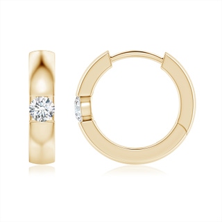 2.5mm GVS2 Channel-Set Round Diamond Hinged Hoop Earrings in 10K Yellow Gold