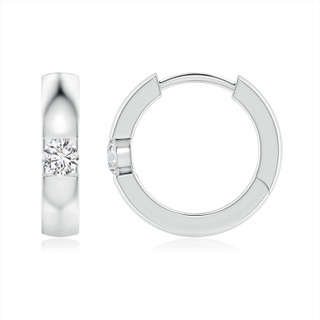 2.5mm HSI2 Channel-Set Round Diamond Hinged Hoop Earrings in White Gold