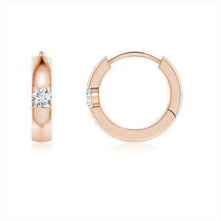 2mm GVS2 Channel-Set Round Diamond Hinged Hoop Earrings in 10K Rose Gold