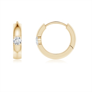 2mm GVS2 Channel-Set Round Diamond Hinged Hoop Earrings in 10K Yellow Gold