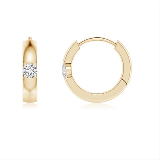 2mm HSI2 Channel-Set Round Diamond Hinged Hoop Earrings in Yellow Gold